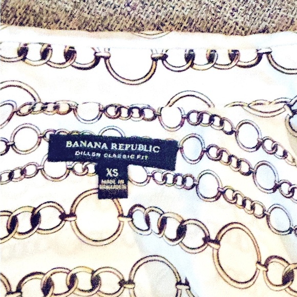 Banana Republic Ivory and Bronze/Gold Button Down Blouse Size XS - Picture 4 of 5